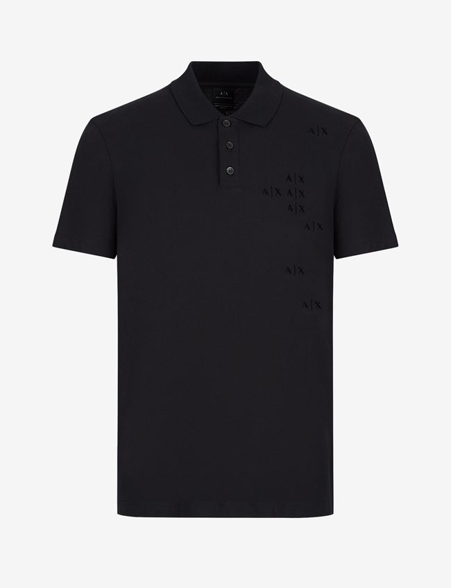 Armani Exchange Polo A Maniche Corte Nero Cotone