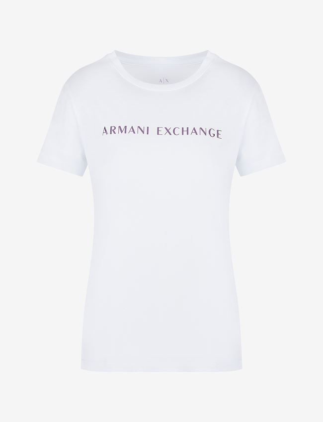Armani Exchange T-Shirt Con Logo Bianco Cotone