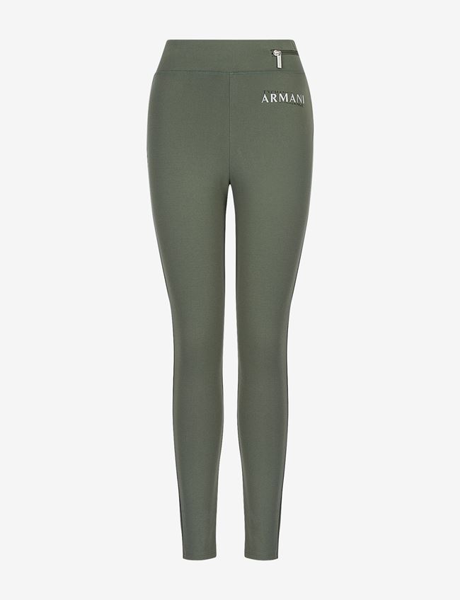 Armani Exchange Leggings Verde Viscosa, Poliammide, Elastan