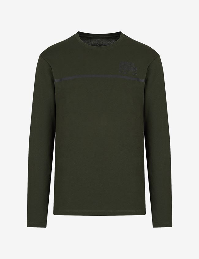 Armani Exchange T-Shirt Con Logo Verde Scuro Cotone