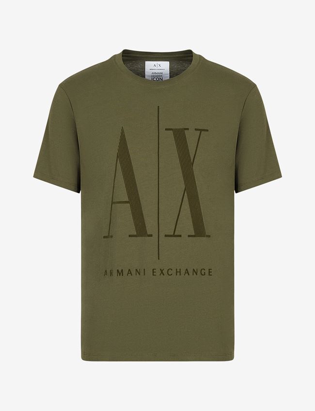 Armani Exchange T-Shirt Con Logo Verde Cotone