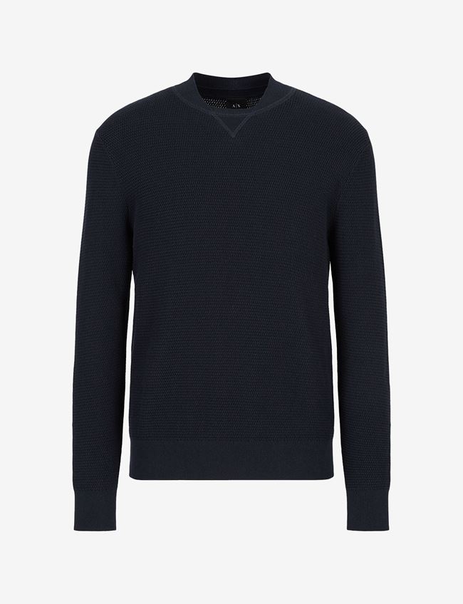 Armani Exchange Maglia Girocollo Blu Navy Cotone