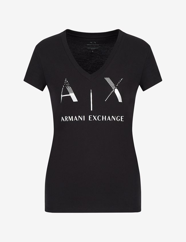 Armani Exchange T-Shirt Con Logo Nero Cotone