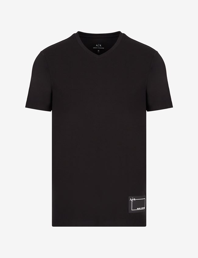 Armani Exchange T-Shirt Con Logo Nero Cotone, Elastan