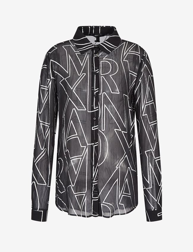 Armani Exchange Camicia Con Stampa Nero Poliestere