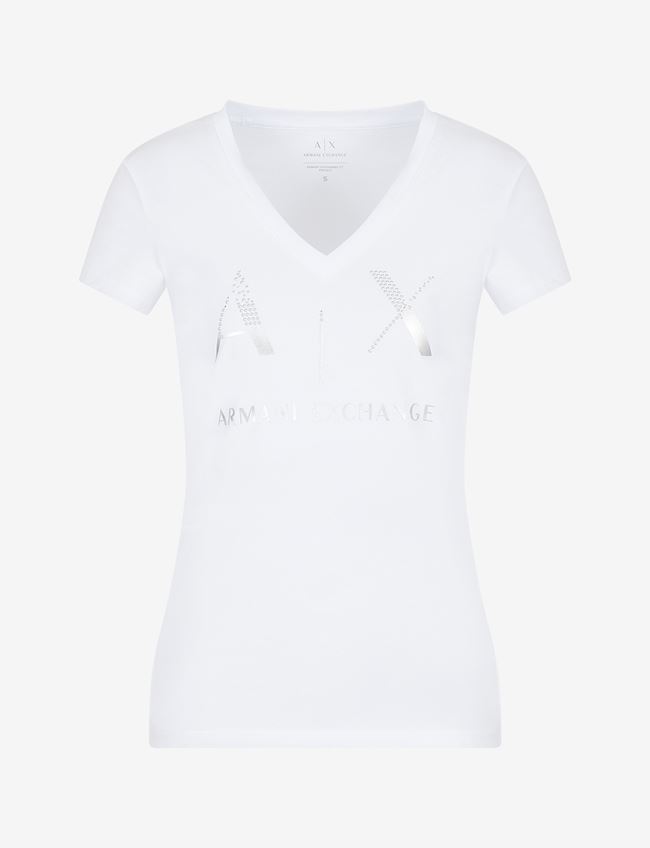 Armani Exchange T-Shirt Con Logo Bianco Cotone