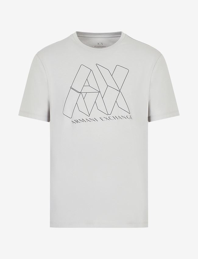Armani Exchange T-Shirt Con Logo Grigio Cotone