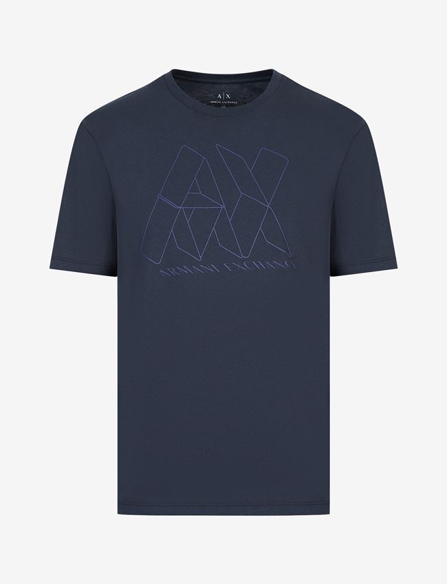 Armani Exchange T-Shirt Con Logo Blu Navy Cotone