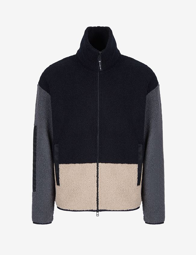 Armani Exchange Felpa Full Zip Blu Navy Poliestere