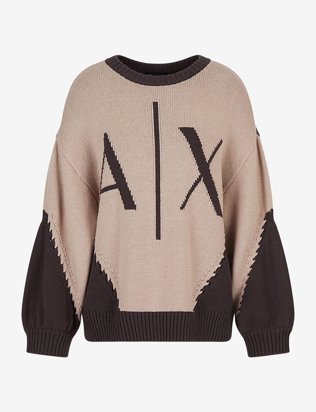 Armani Exchange Maglia Girocollo Kaki Cotone, Acrilico