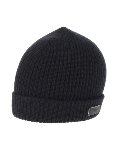 Agnona Woman Hat Midnight Blue Size Onesize Cashmere, Calfskin In Blue