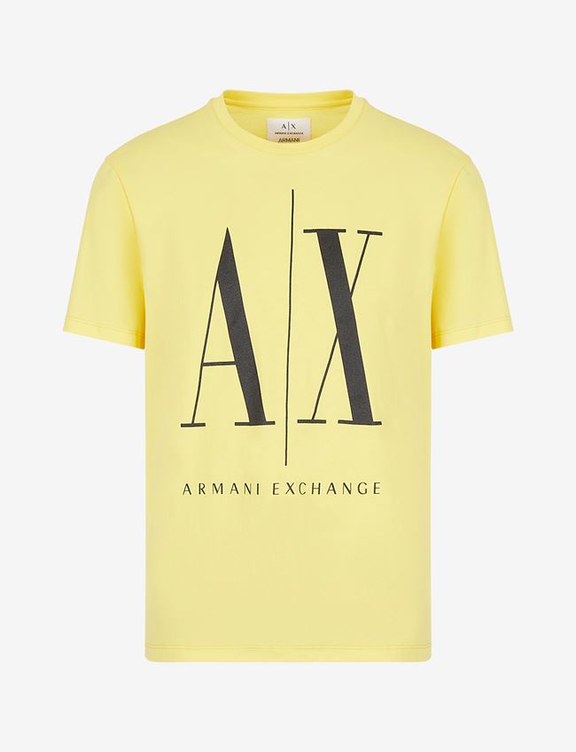 Armani Exchange T-Shirt Con Logo Giallo Acceso Cotone