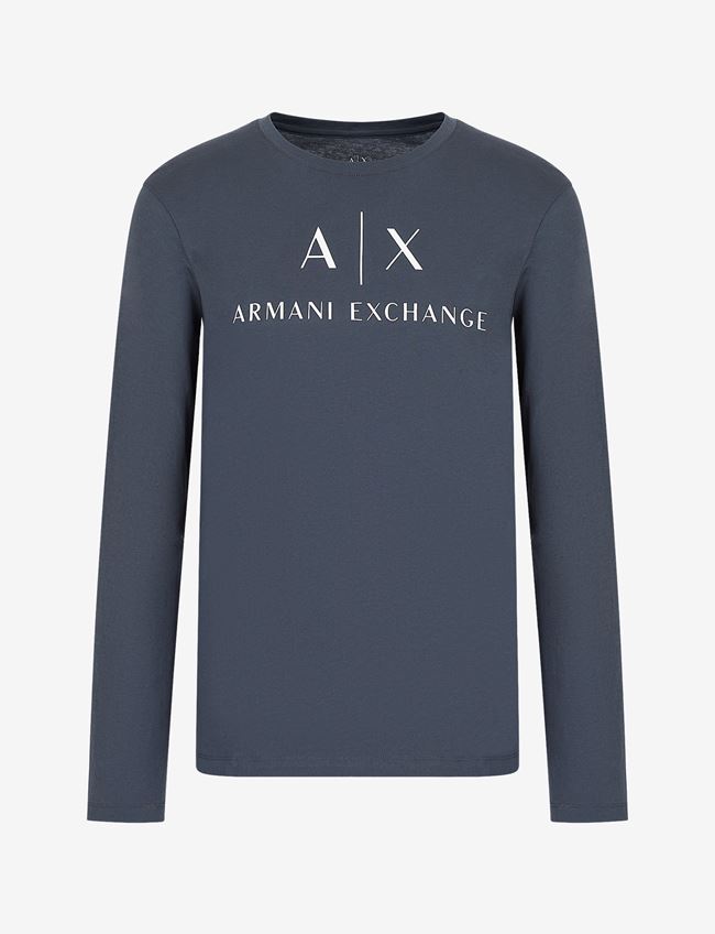 Armani Exchange T-Shirt Con Logo Grigio Scuro Cotone