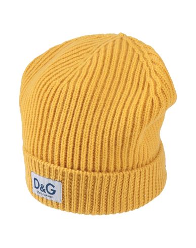 Shop Dolce & Gabbana Man Hat Mustard Size Onesize Virgin Wool In Yellow