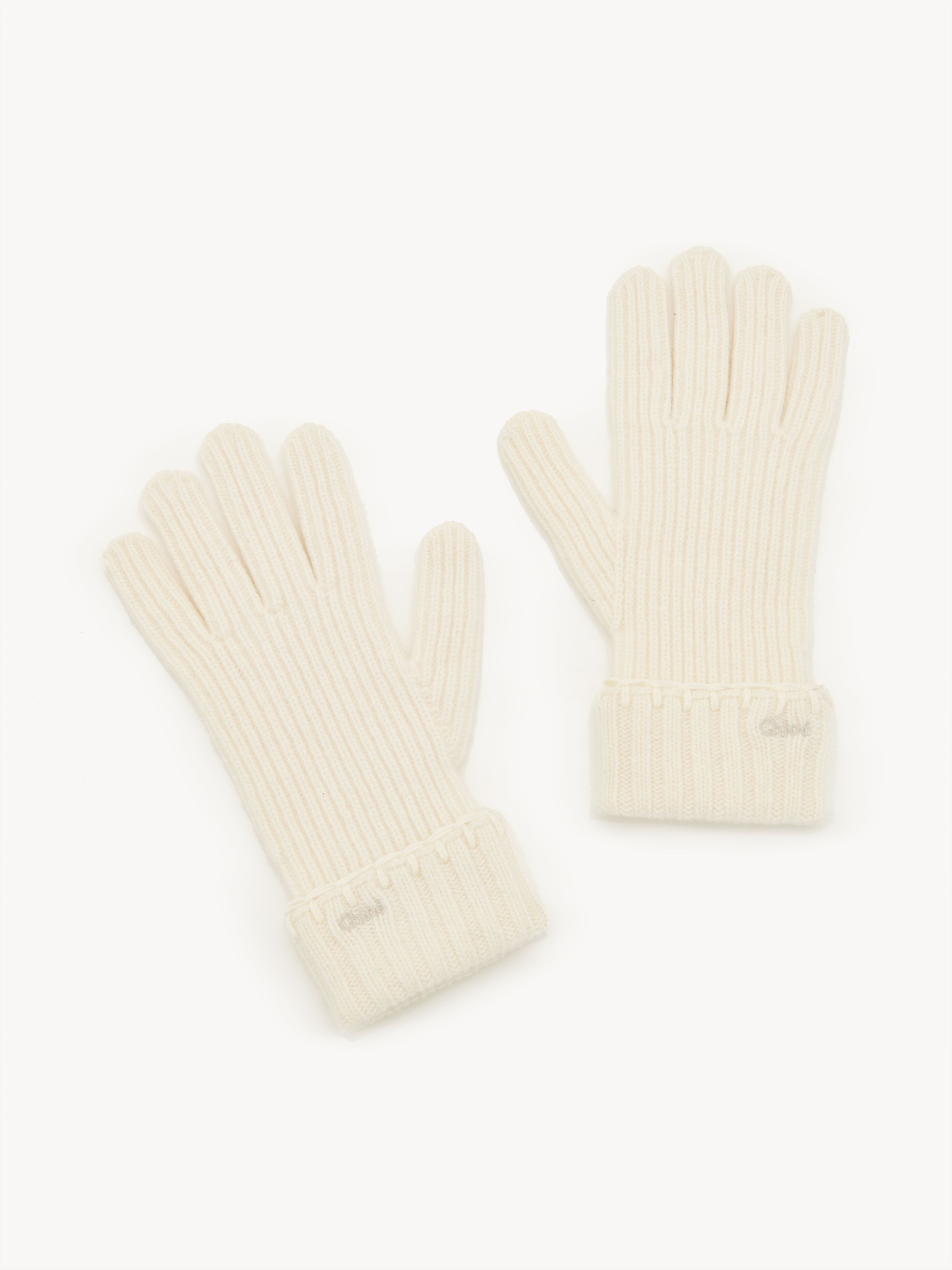 Chloé Gloves In Superfine Wool & Cashmere White Size Onesize 69% Wool, 29% Cashmere, 2% Cotton