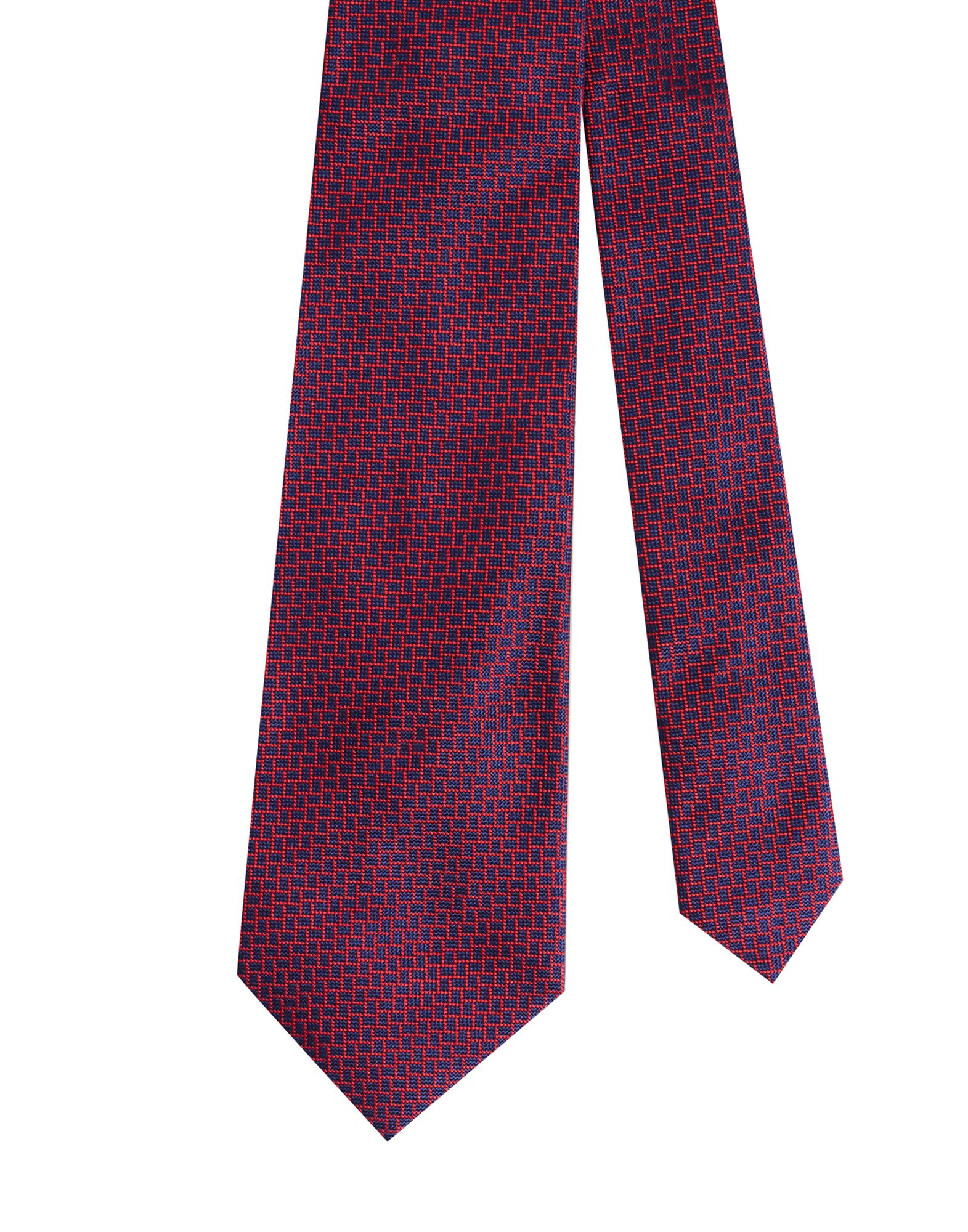 Dunhill Geometric Woven Tie In Red