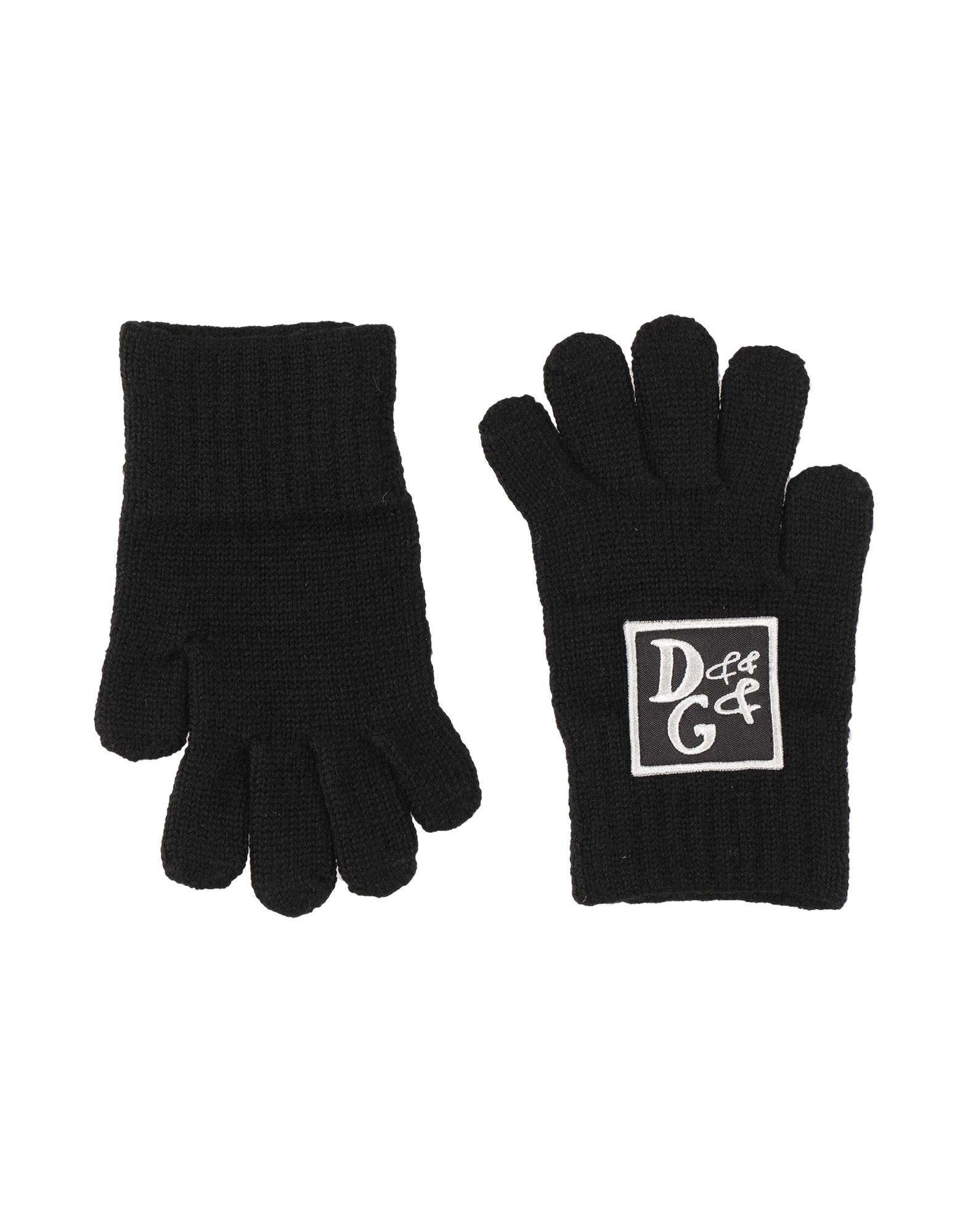 Dolce & Gabbana Kids'  Toddler Boy Gloves Black Size 6 Virgin Wool, Polyester, Viscose
