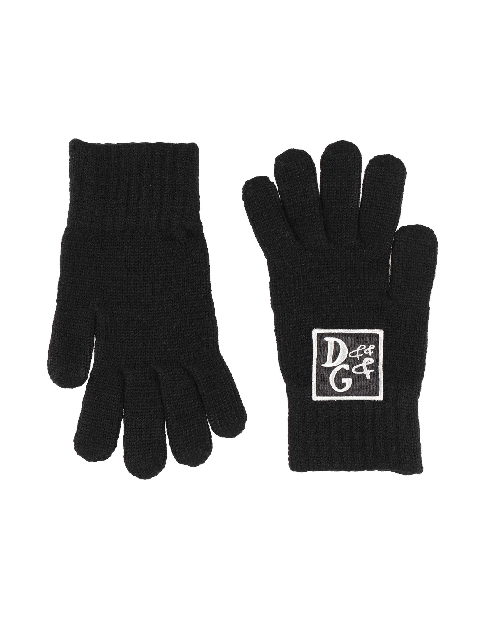 Dolce & Gabbana Kids'  Toddler Boy Gloves Black Size 6 Virgin Wool, Polyester, Viscose