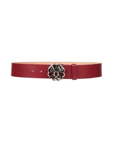Alexander Mcqueen Woman Belt Burgundy Size 30 Soft Leather In Red