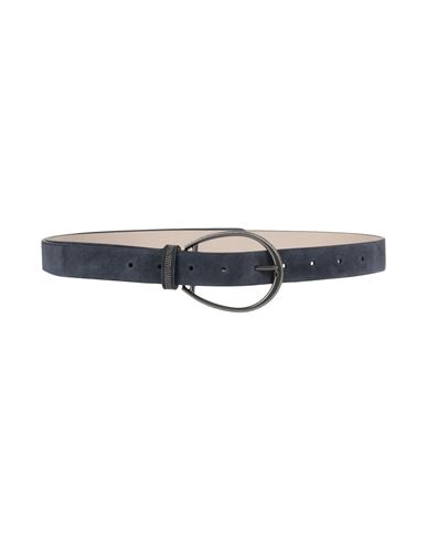 Brunello Cucinelli Woman Belt Navy Size M Leather, Brass In Blue