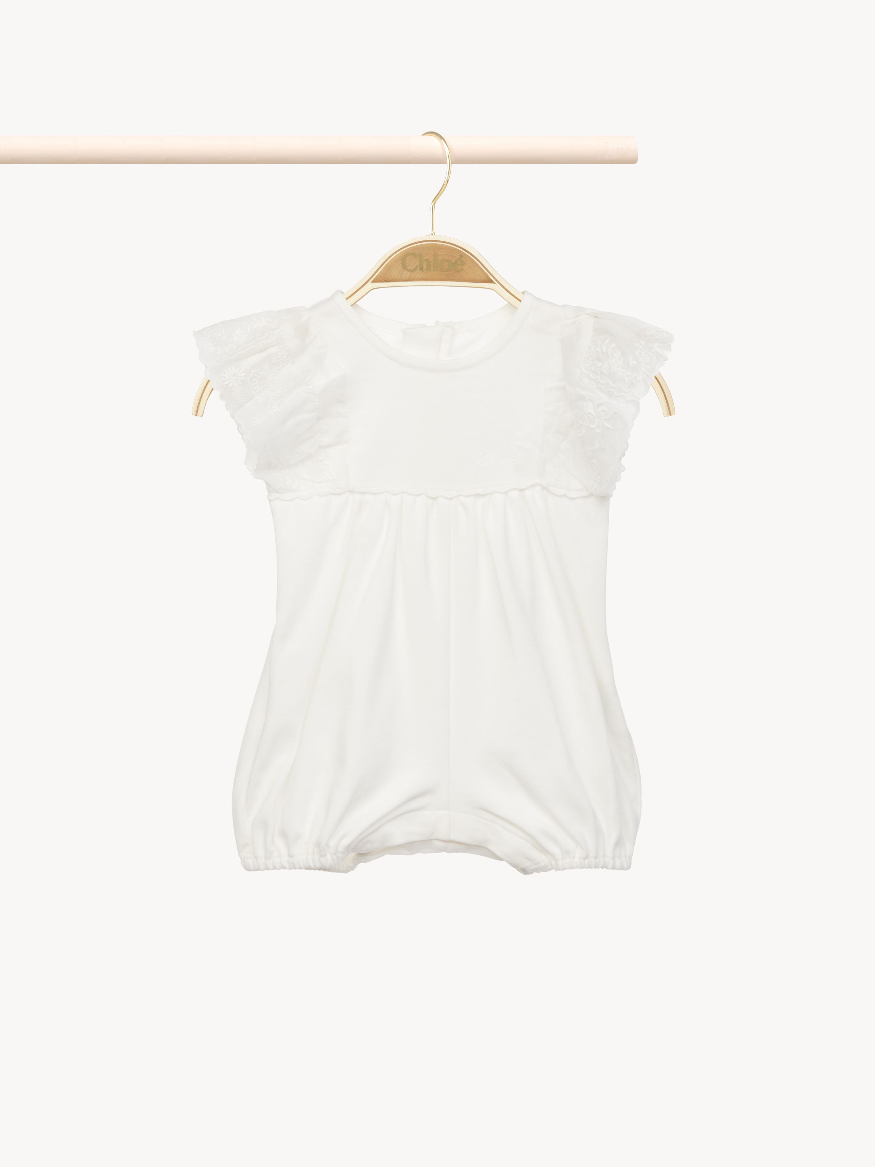 Chloé Kids' Short Jumpsuit White Size 3-6 100% Cotton