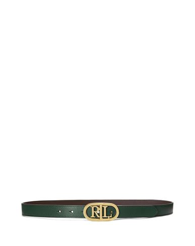 Lauren Ralph Lauren Logo Reversible Leather Belt Woman Belt Dark Green Size Xl Bovine Leather