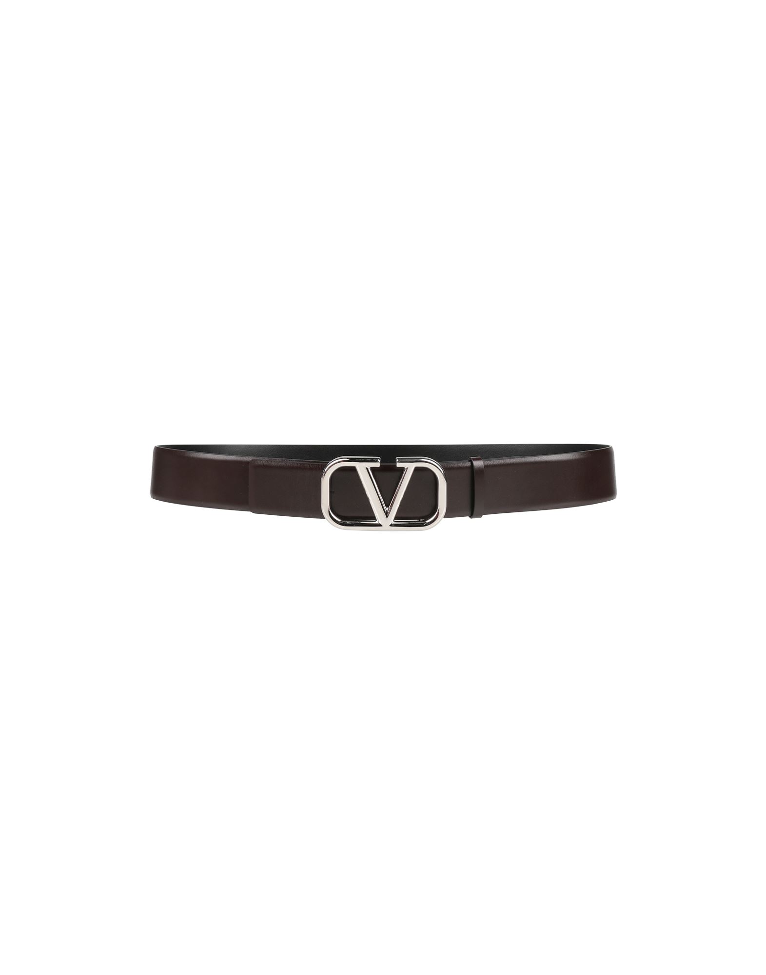 Valentino Garavani Man Belt Dark Brown Size 39.5 Soft Leather In Brown