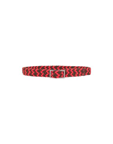 Roda Woman Belt Red Size L Textile Fibers, Soft Leather
