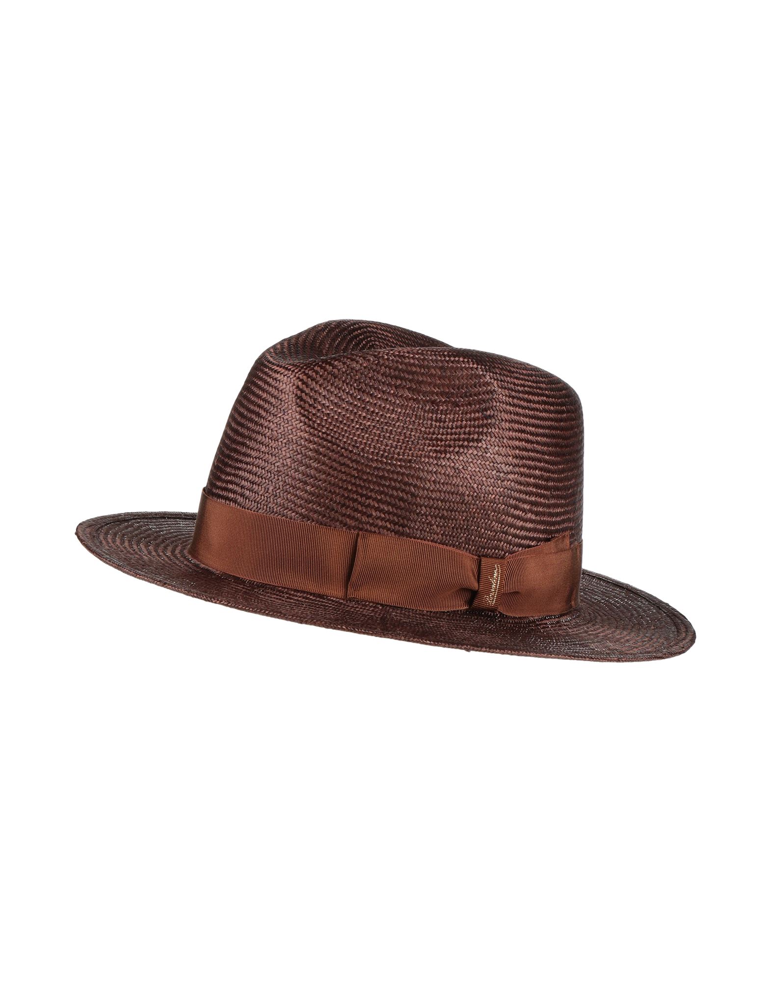 Shop Borsalino Man Hat Dark Brown Size 7 Straw