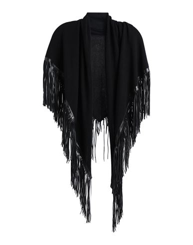 Mixik Woman Scarf Black Size - Cashmere, Soft Leather