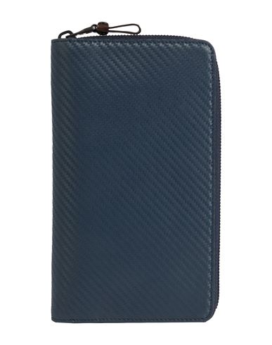 Shop Dunhill Man Wallet Navy Blue Size - Leather
