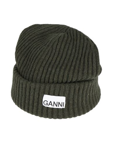 Ganni Woman Hat Dark Green Size Onesize Wool, Recycled Wool, Recycled Polyamide In Green