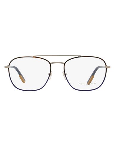 Zegna Rectangular Ez5183 Eyeglasses Man Eyeglass Frame Blue Size 56 Metal, Acetate
