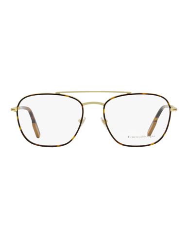 Zegna Rectangular Ez5183 Eyeglasses Man Eyeglass Frame Brown Size 56 Metal, Acetate
