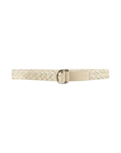 Officine Creative Italia Man Belt Cream Size 38 Soft Leather In White