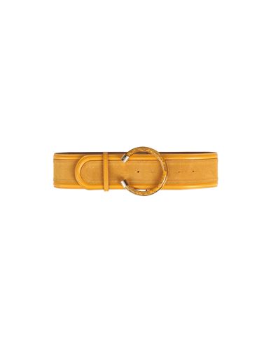 ELISABETTA FRANCHI ELISABETTA FRANCHI WOMAN BELT MUSTARD SIZE 4 TEXTILE FIBERS, BOVINE LEATHER 