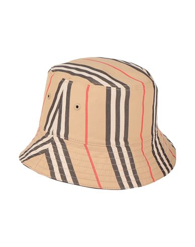 Burberry Reversible Icon Stripe Cotton Bucket Hat In Beige