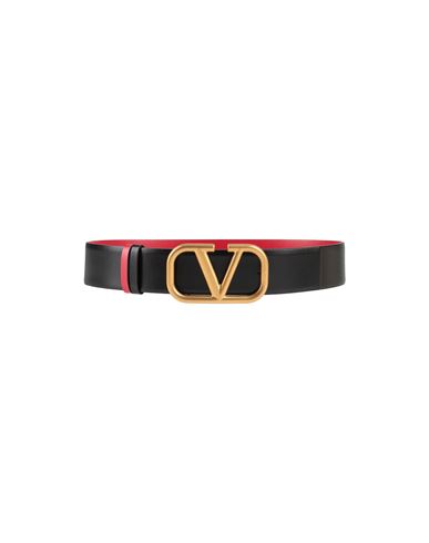 Valentino Garavani Reversible Vlogo Signature Belt In Glossy Calfskin 40 Mm Woman Black/pure Red 065 In Black