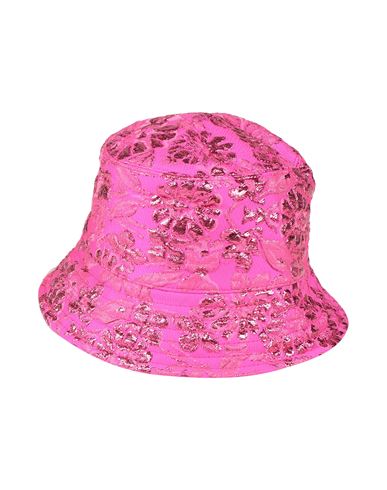 Valentino Garavani Woman Hat Fuchsia Size L Polyester, Metallic Fiber, Silk, Polyamide In Pink