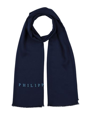 Philipp Plein Man Scarf Navy Blue Size - Viscose
