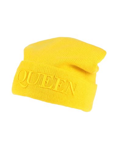 Alexander Mcqueen Man Hat Yellow Size L Cashmere, Polyester