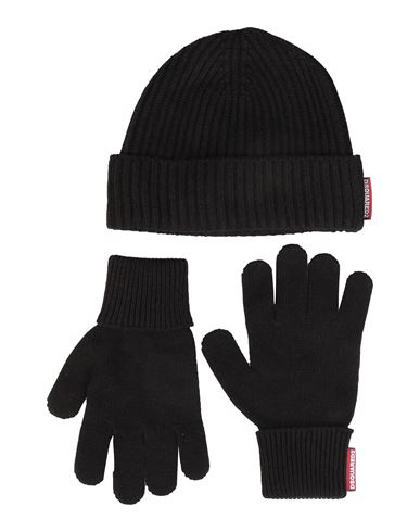 Dsquared2 Man Accessories Set Black Size Onesize Cotton, Wool