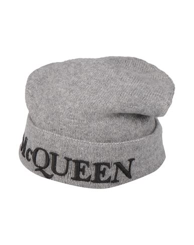 Alexander Mcqueen Man Hat Grey Size L Cashmere, Polyester