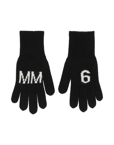 Shop Mm6 Maison Margiela Toddler Girl Gloves Black Size 4 Wool, Polyamide