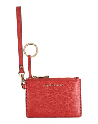Shop Michael Michael Kors Woman Document Holder Rust Size - Bovine Leather In Red