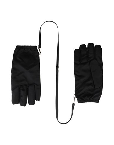 Shop Prada Woman Gloves Black Size 6 Recycled Polyamide, Econyl, Calfskin