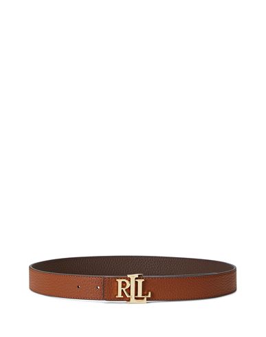Lauren Ralph Lauren Logo Reversible Pebbled Leather Belt Woman Belt Dark Brown Size Xl Bovine Leathe