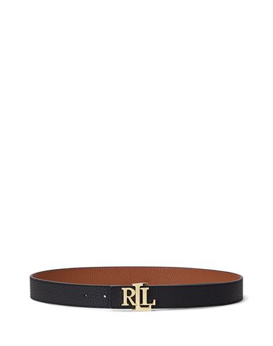 Shop Lauren Ralph Lauren Logo Reversible Pebbled Leather Belt Woman Belt Tan Size M Bovine Leather In Brown