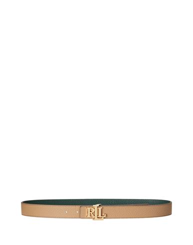 Lauren Ralph Lauren Logo Reversible Pebbled Leather Belt Woman Belt Dark Green Size Xl Bovine Leathe