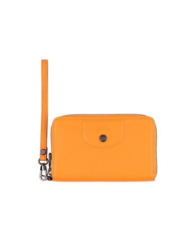 Longchamp Woman Wallet Orange Size - Lambskin, Cowhide